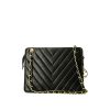 Chanel  Vintage handbag  in black chevron quilted leather - 360 thumbnail