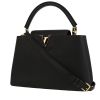 Louis Vuitton  Capucines MM handbag  in black leather taurillon clémence  and pink piping - 00pp thumbnail