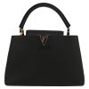 Louis Vuitton  Capucines MM handbag  in black leather taurillon clémence  and pink piping - Detail D2 thumbnail