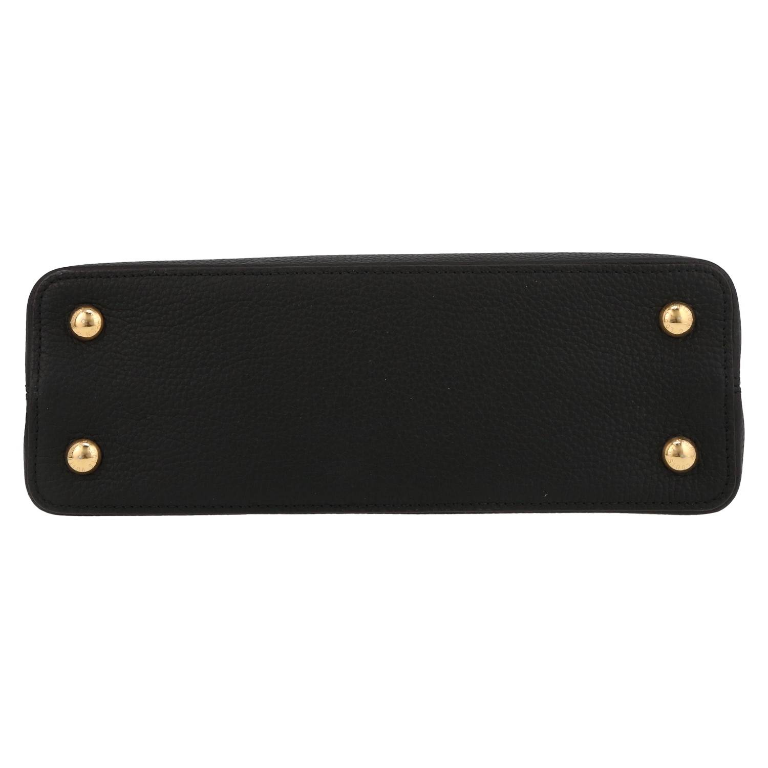 Bolso de mano Louis Vuitton  Capucines MM en cuero taurillon clémence negro y junco rosa - Detail D4