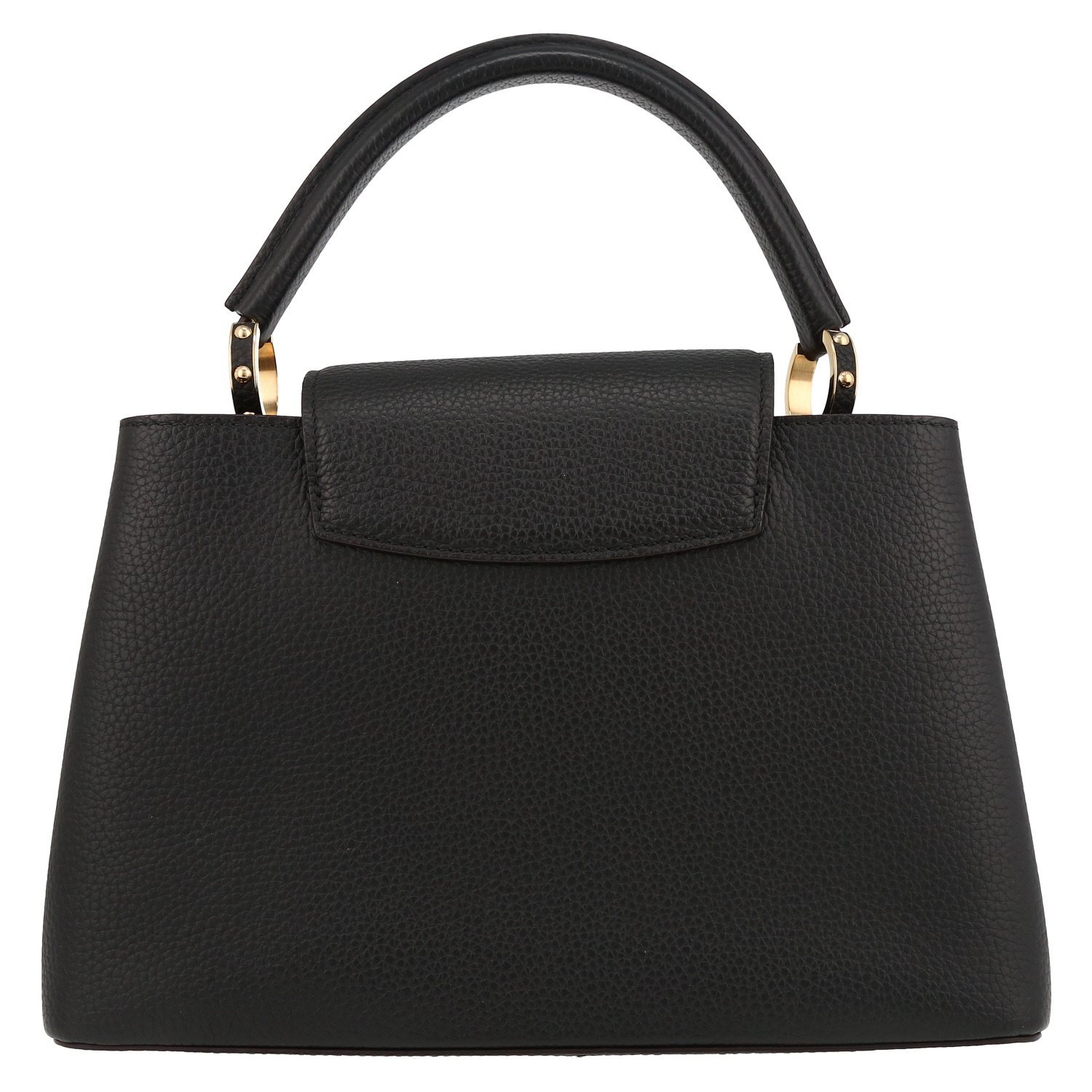 Bolso de mano Louis Vuitton  Capucines MM en cuero taurillon clémence negro y junco rosa - Detail D7