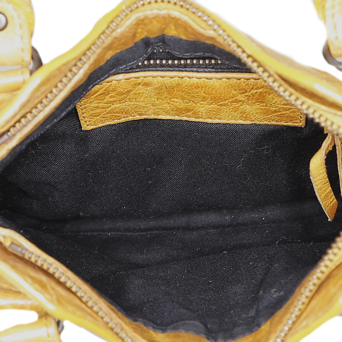 Sac à main Balenciaga  Neo Classic mini  en cuir jaune-moutarde - Detail D3