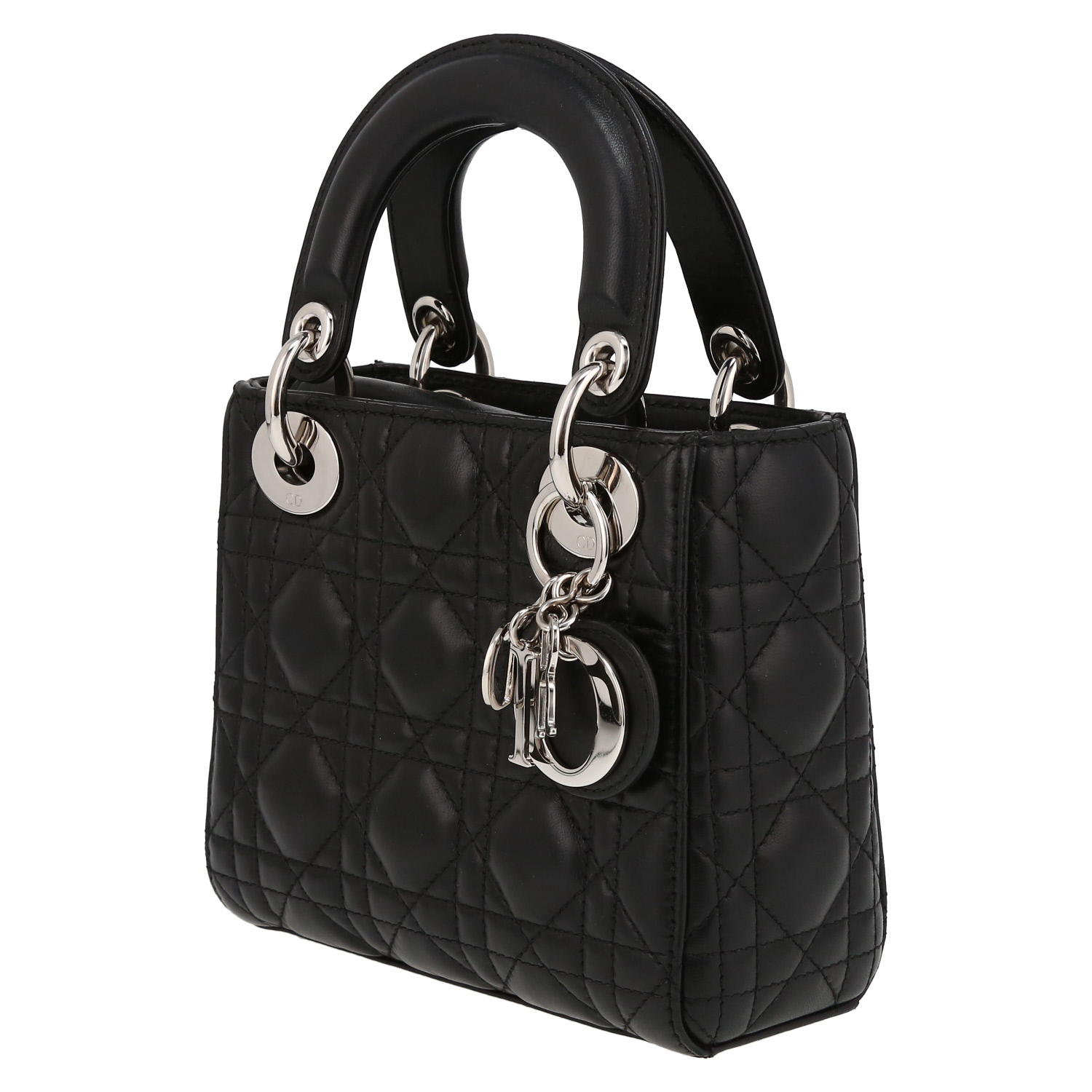Borsa a tracolla Dior  Mini Lady Dior in pelle cannage nera - Detail D3