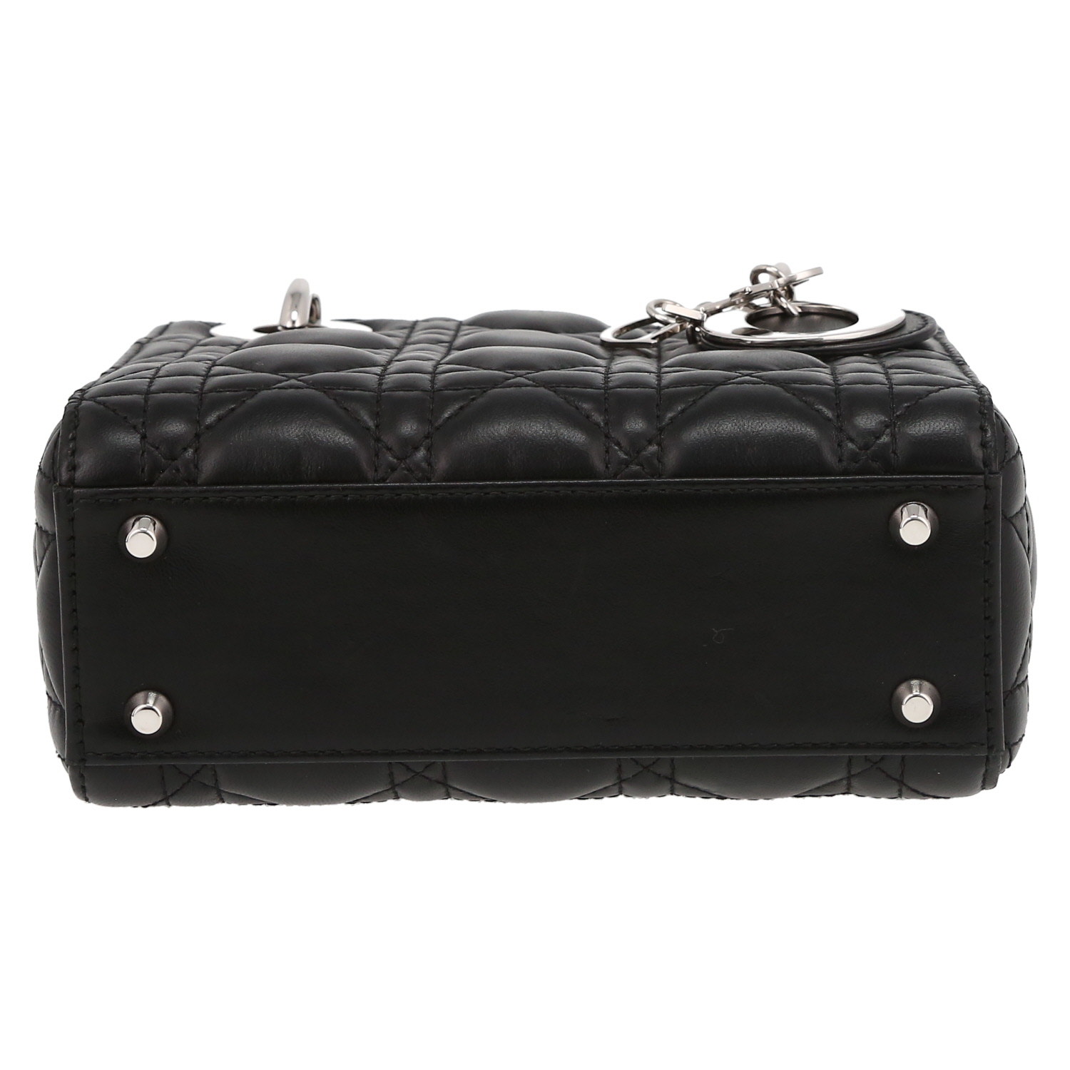 Dior  Mini Lady Dior shoulder bag  in black leather cannage - Detail D4