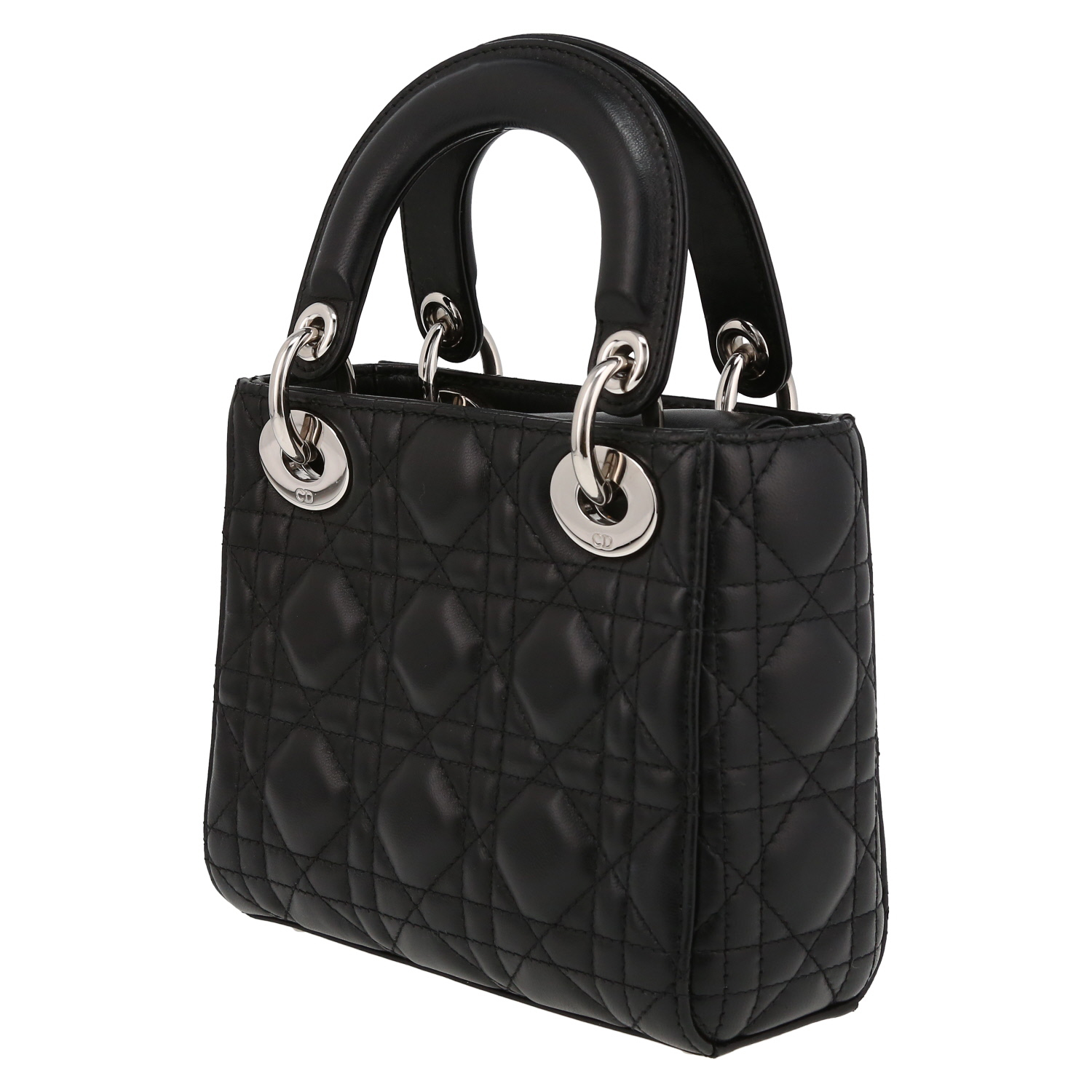 Borsa a tracolla Dior  Mini Lady Dior in pelle cannage nera - Detail D5