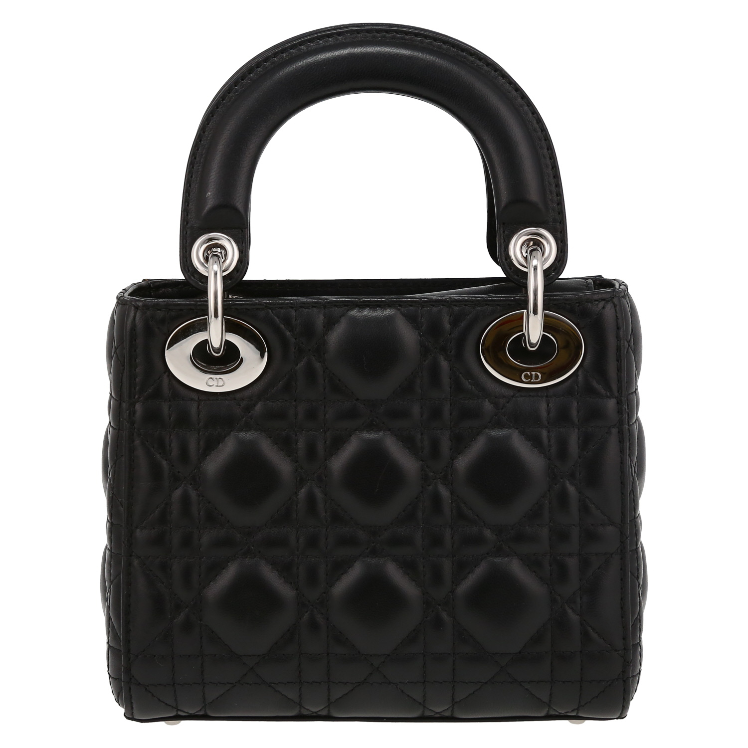 Dior  Mini Lady Dior shoulder bag  in black leather cannage - Detail D7