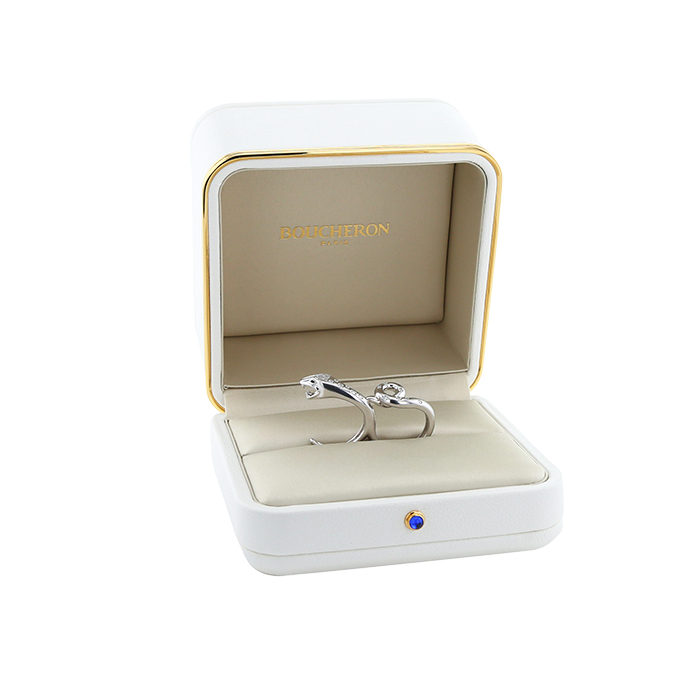 Sortija doble Boucheron Trouble de oro blanco y diamantes - Detail D2