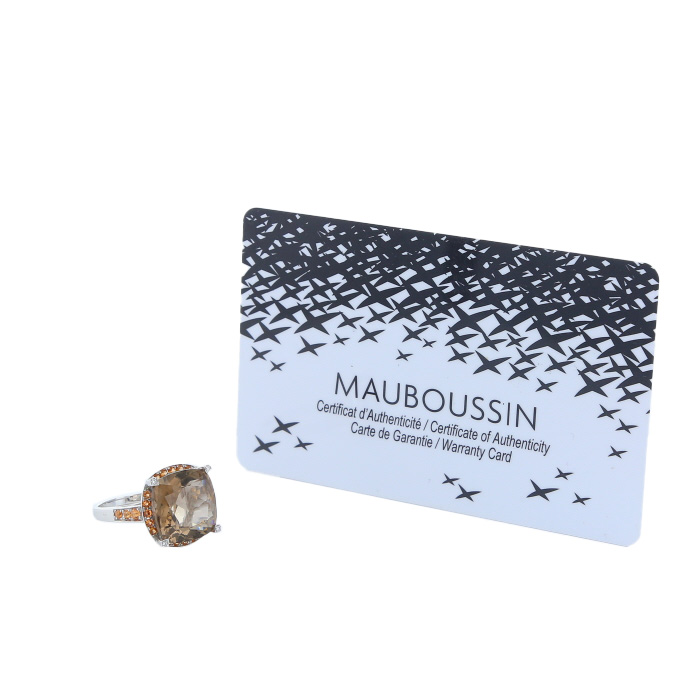 Anello Mauboussin Couleur d'Amour in oro bianco, quarzo fumé e zaffiri - Detail D2