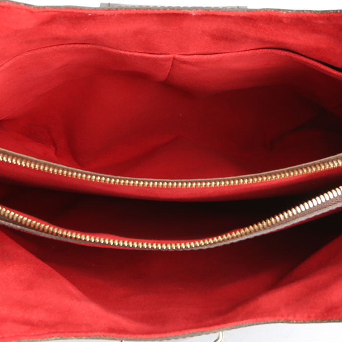 Bolso de mano Louis Vuitton  Sistina en lona a cuadros ébano y cuero esmaltado marrón - Detail D2