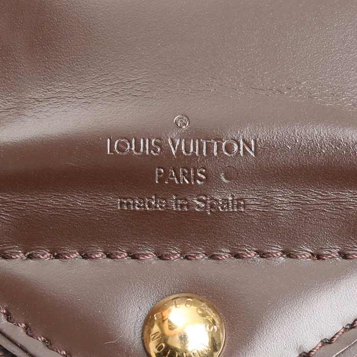 Bolso de mano Louis Vuitton  Sistina en lona a cuadros ébano y cuero esmaltado marrón - Detail D3
