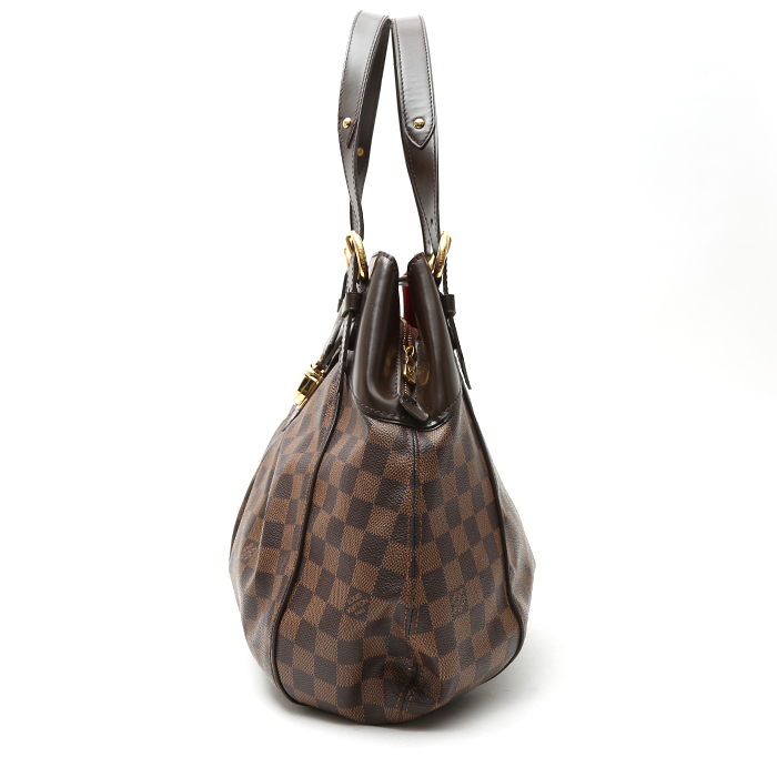 Borsa Louis Vuitton  Sistina in tela a scacchi ebana e pelle lucida marrone - Detail D5