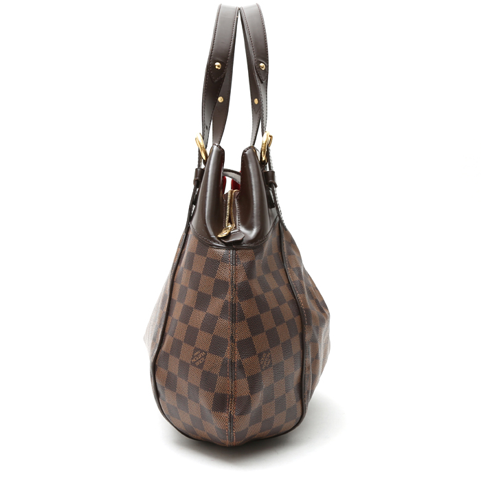 Borsa Louis Vuitton  Sistina in tela a scacchi ebana e pelle lucida marrone - Detail D6