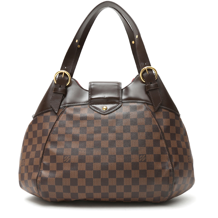 Borsa Louis Vuitton  Sistina in tela a scacchi ebana e pelle lucida marrone - Detail D7