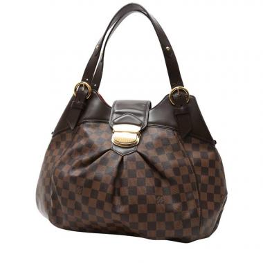 Sac à main Louis Vuitton  Sistina en toile damier ébène et cuir glacé marron