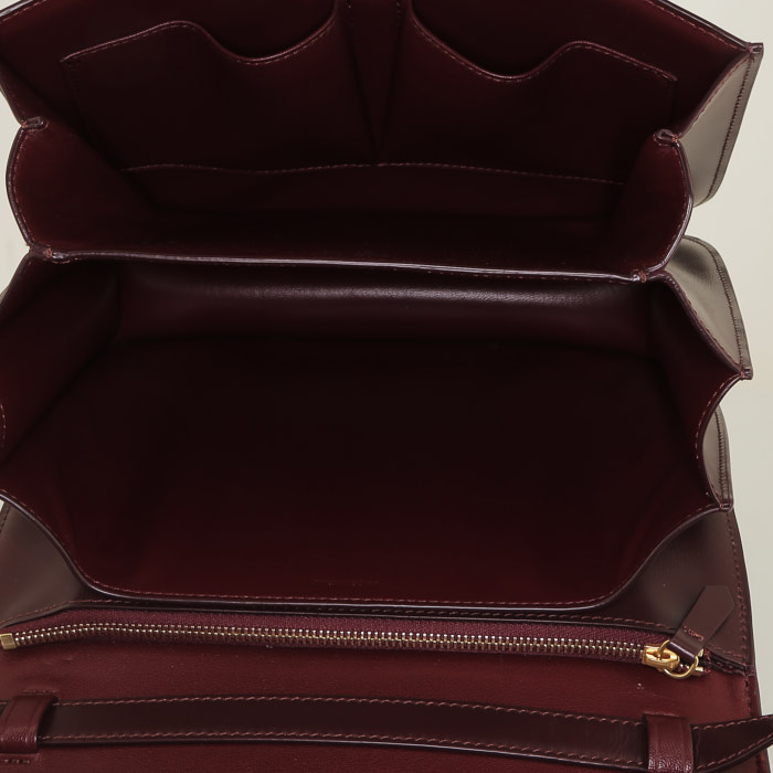 Celine  Classic Box shoulder bag  in burgundy box leather - Detail D2