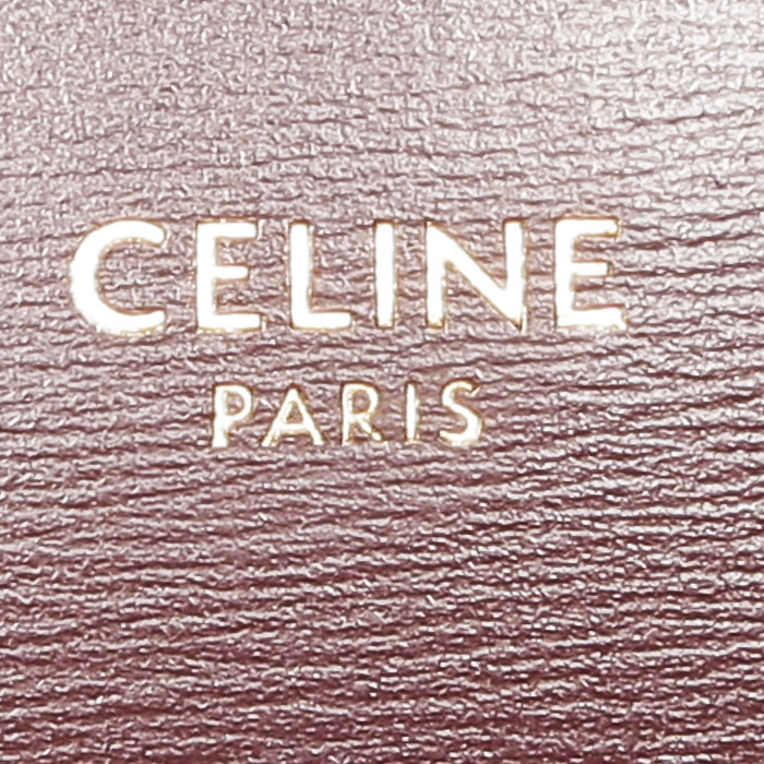 Celine  Classic Box shoulder bag  in burgundy box leather - Detail D3