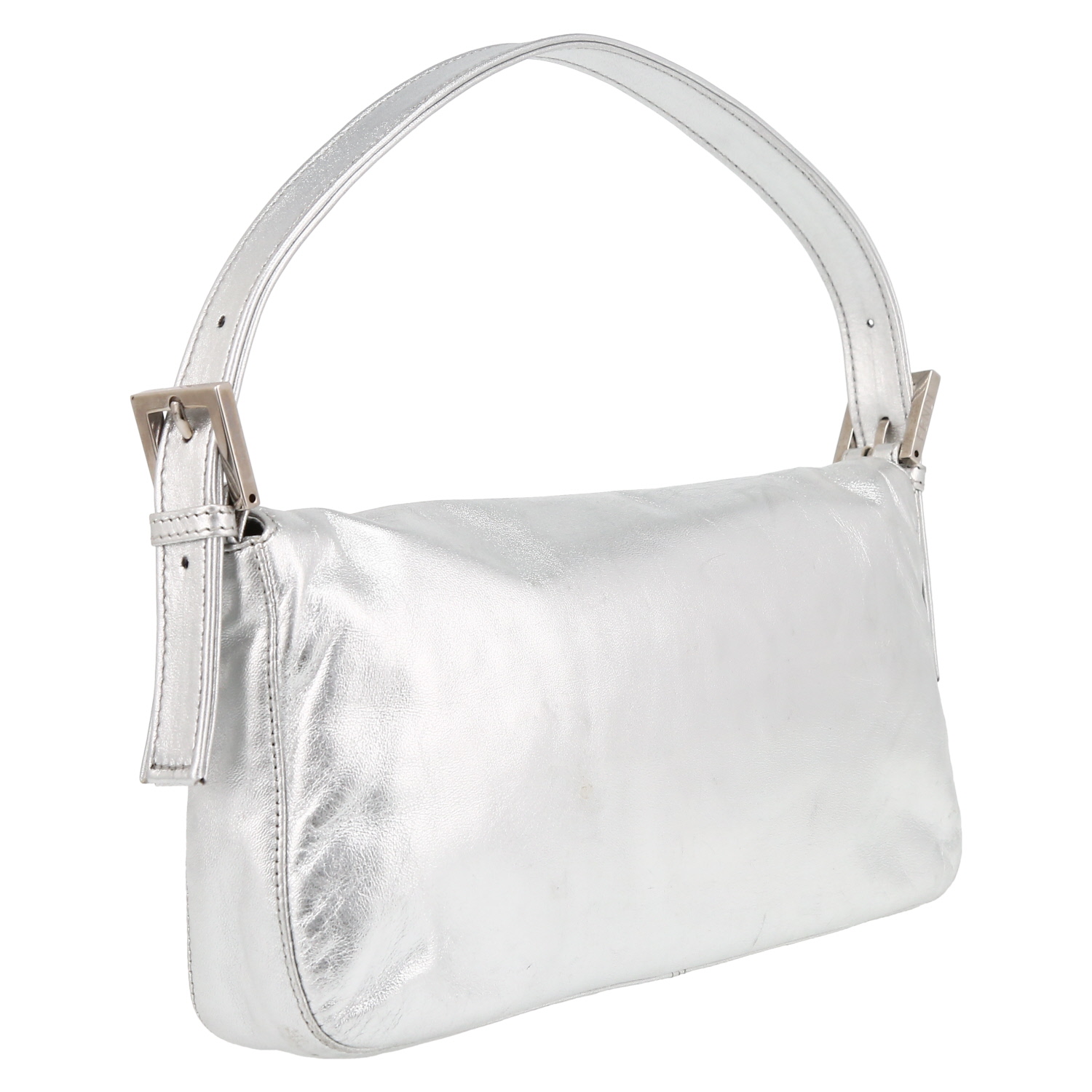 Sac à main Fendi  Baguette en cuir argenté - Detail D6