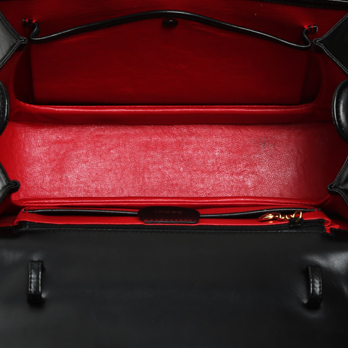 Gucci  Bamboo handbag  in black leather  and bamboo - Detail D3