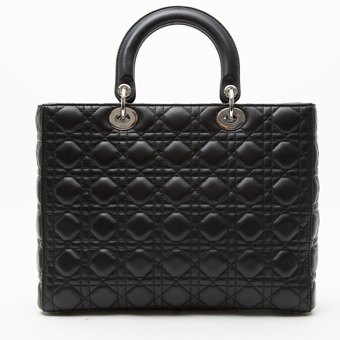 Borsa Dior  Lady Dior modello grande  in pelle cannage nera - Detail D7