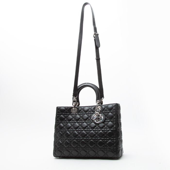 Borsa Dior  Lady Dior modello grande  in pelle cannage nera - Detail D8