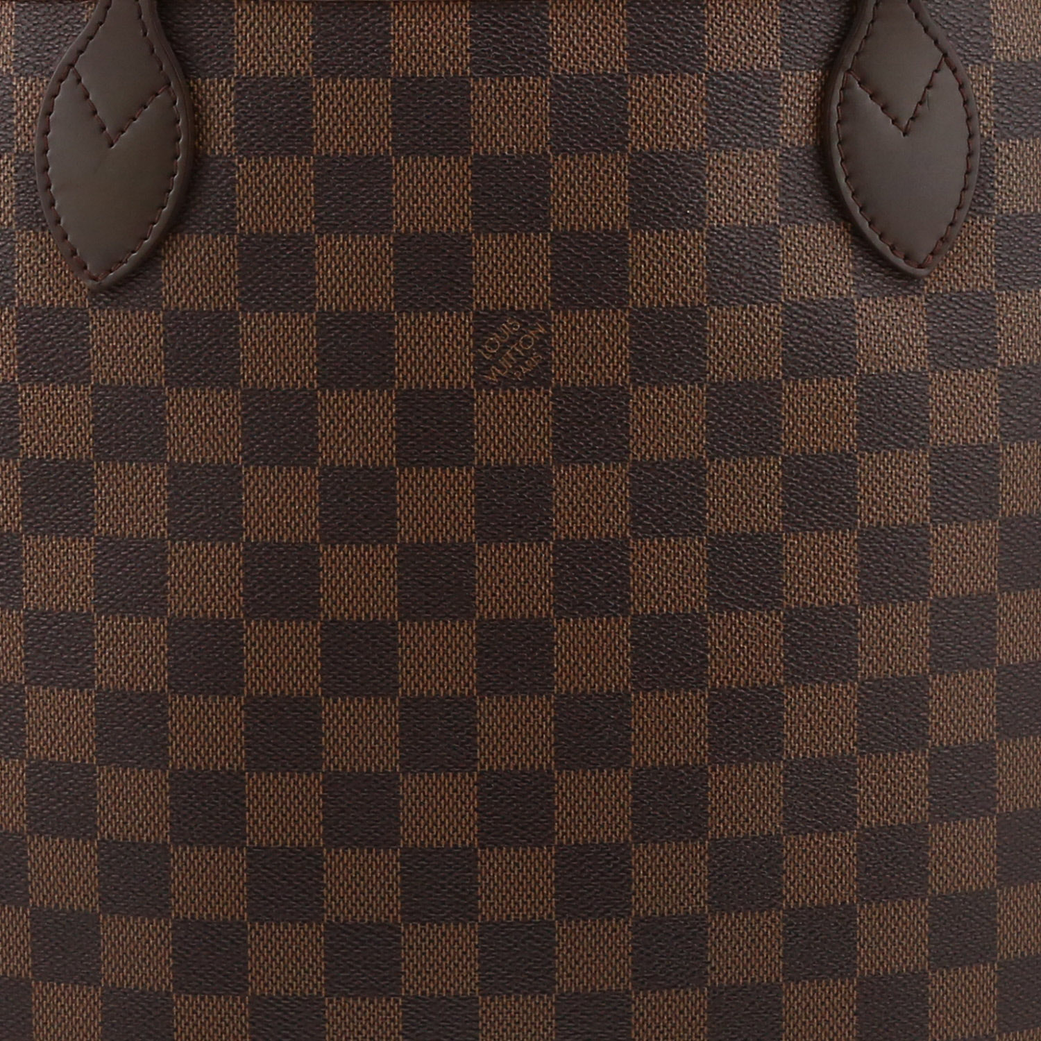 Bolso Cabás Louis Vuitton  Neverfull en lona a cuadros ébano y cuero marrón - Detail D1
