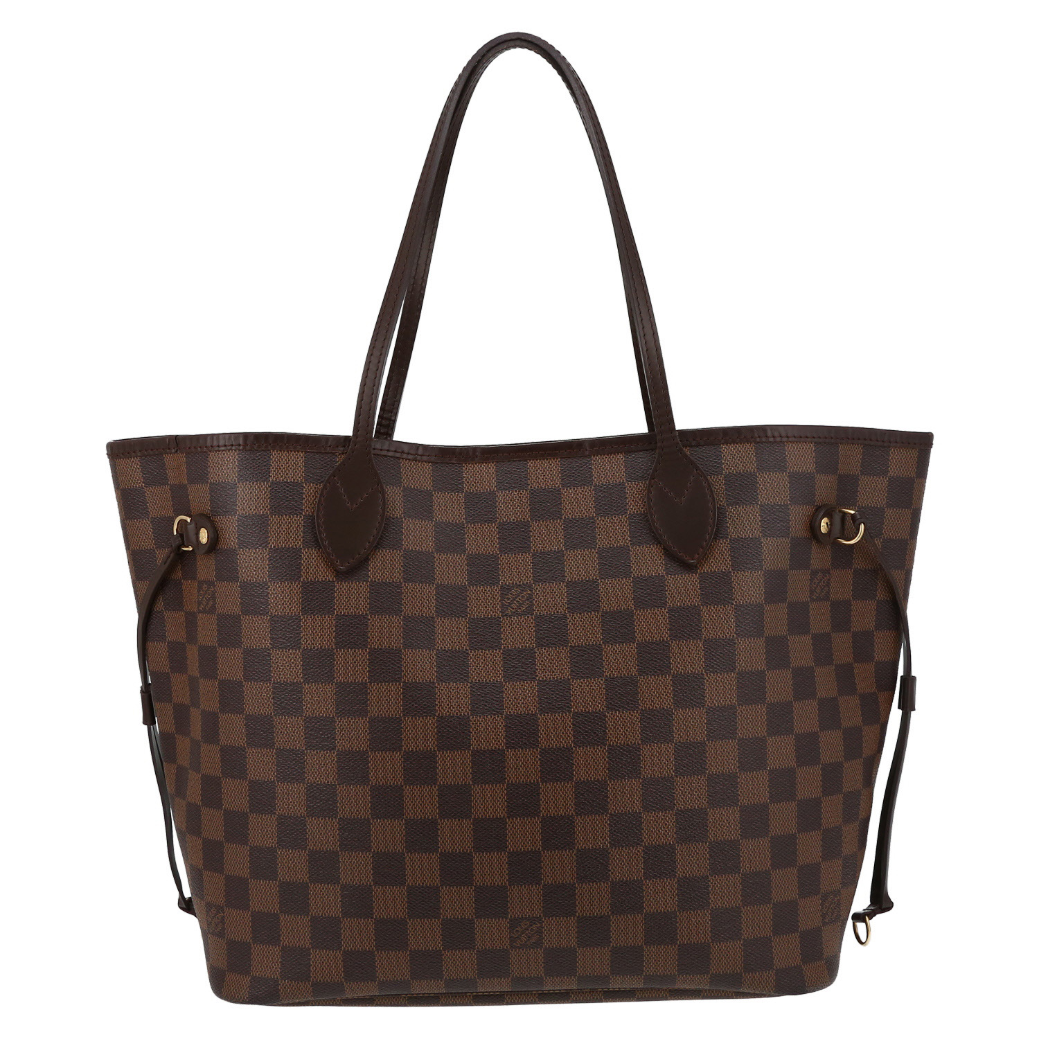 Bolso Cabás Louis Vuitton  Neverfull en lona a cuadros ébano y cuero marrón - Detail D2