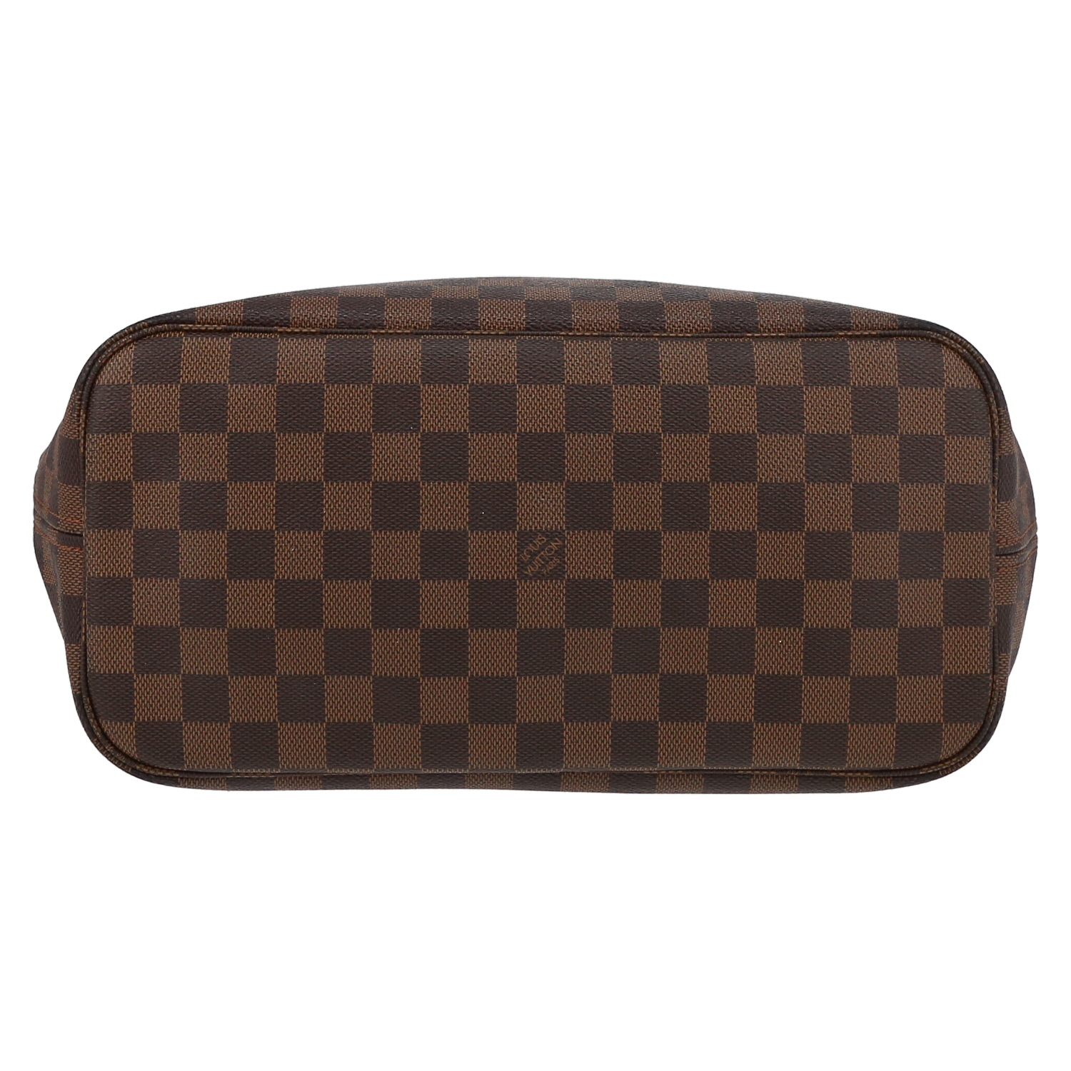 Shopping bag Louis Vuitton  Neverfull in tela a scacchi ebana e pelle marrone - Detail D4