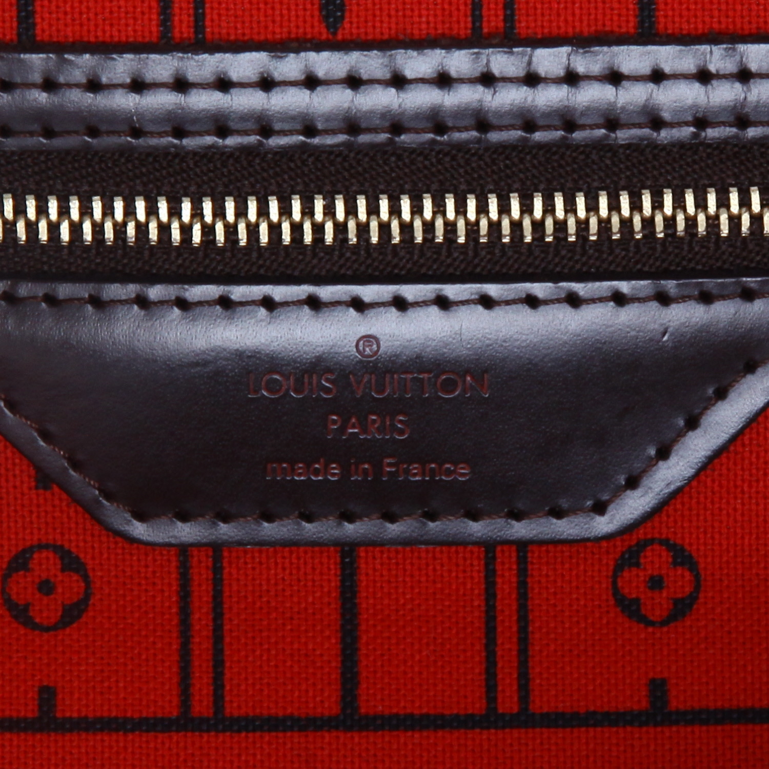 Bolso Cabás Louis Vuitton  Neverfull en lona a cuadros ébano y cuero marrón - Detail D9