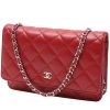 Chanel  Wallet on Chain shoulder bag  in red quilted leather - 00pp thumbnail