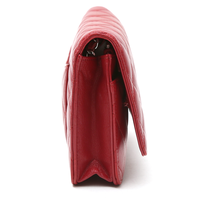 Bolso bandolera Chanel  Wallet on Chain en cuero acolchado rojo - Detail D6