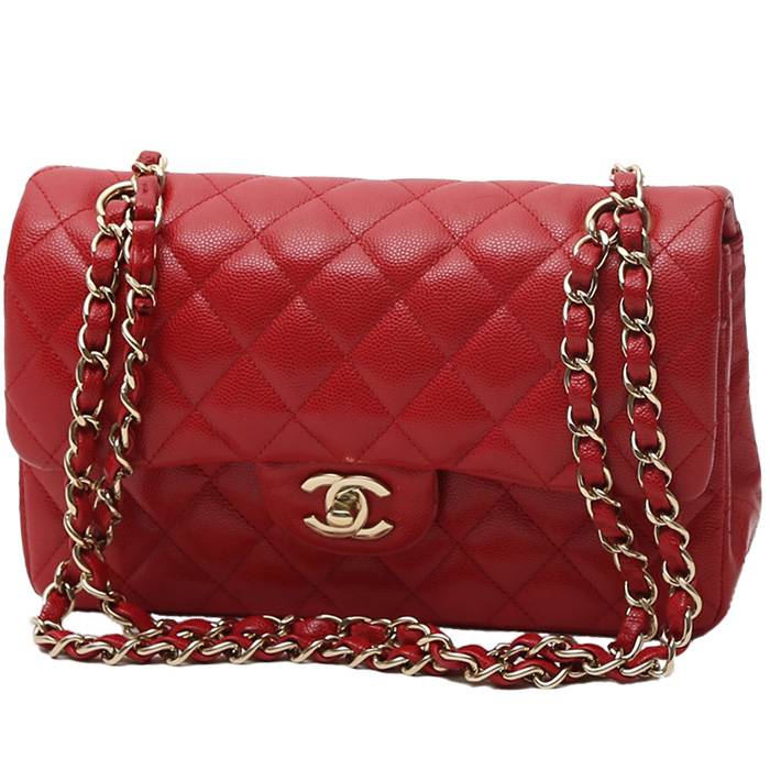Chanel Timeless Small Model Handbag in Red Quilted Grained Leather