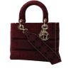Bolso de mano Dior  Lady Dior modelo mediano  en terciopelo color burdeos - 00pp thumbnail