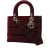 Borsa Dior  Lady Dior modello medio  in velluto bordeaux - 00pp thumbnail