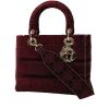 Dior  Lady Dior handbag  in burgundy velvet - 00pp thumbnail