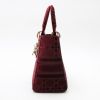 Dior  Lady Dior medium model  handbag  in burgundy velvet - Detail D5 thumbnail