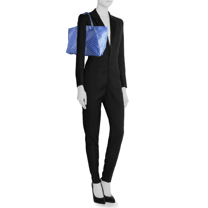 Bolso Cabás Goyard  Saint-Louis en tela Goyardine azul y cuero azul - Detail D1