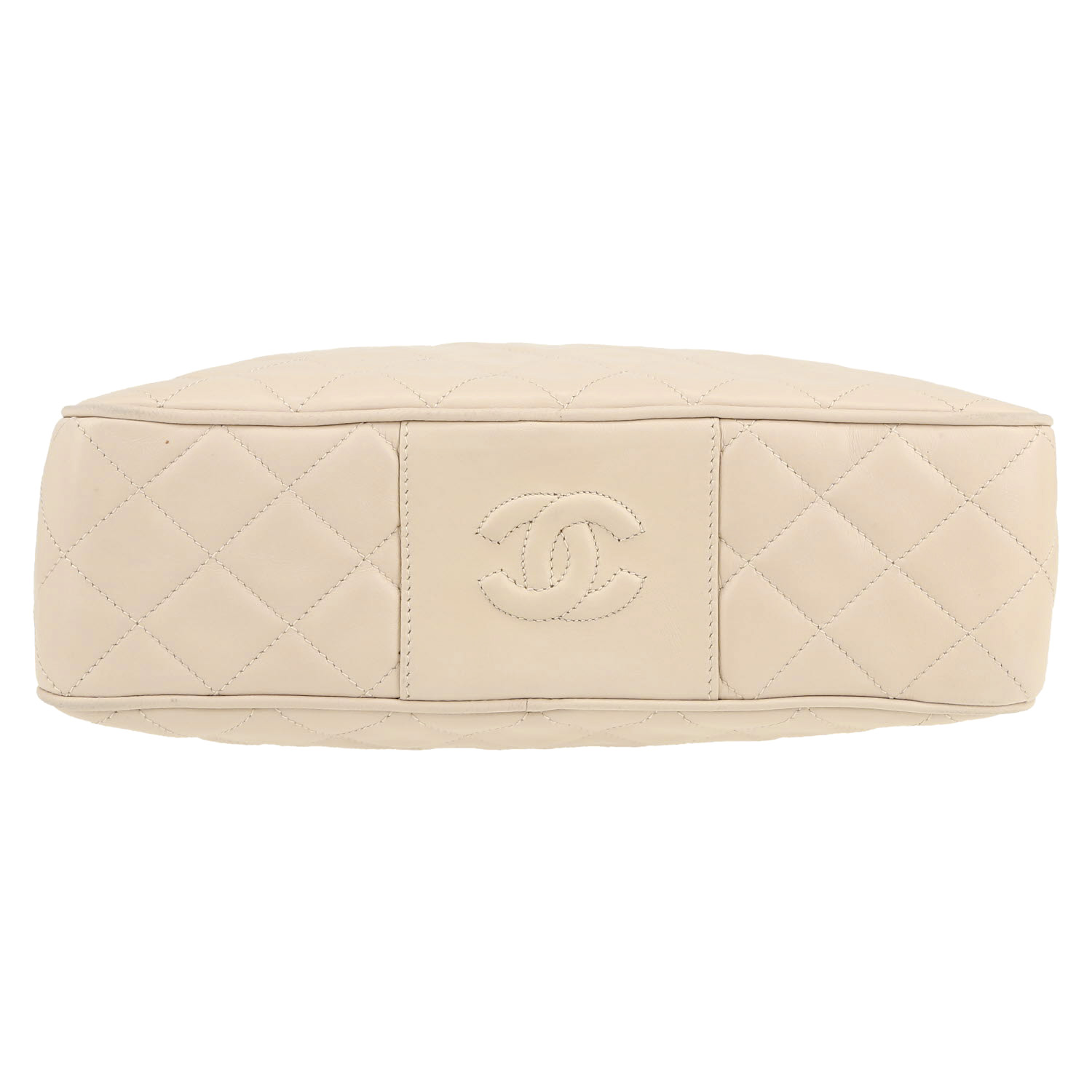 Sac bandoulière Chanel  Vintage en cuir matelassé blanc - Detail D1
