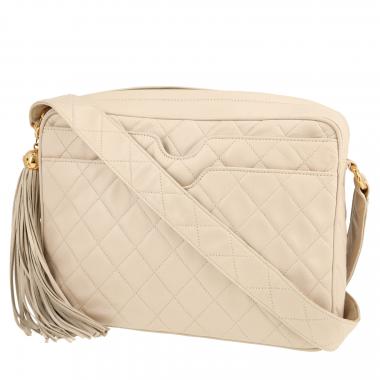 Sac bandoulière Chanel  Vintage en cuir matelassé blanc