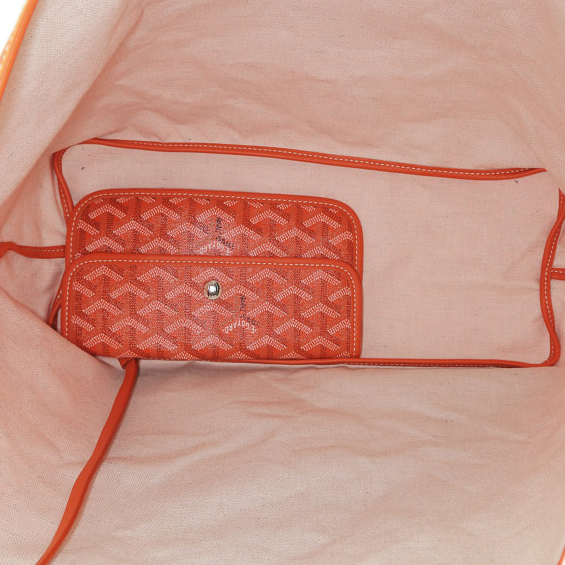 Bolso Cabás Goyard  Saint-Louis en tela Goyardine naranja y cuero naranja - Detail D2