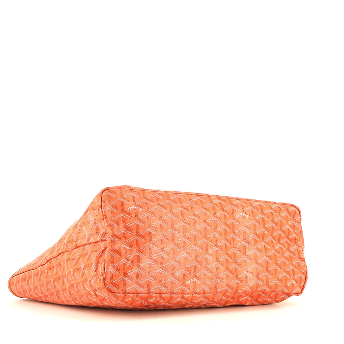 Sac cabas Goyard  Saint-Louis en toile Goyardine orange et cuir orange - Detail D4