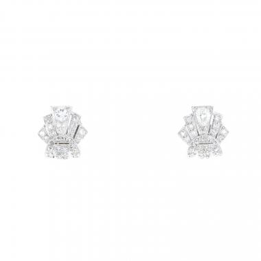 Par de clips Vintage  de oro blanco, platino y diamantes