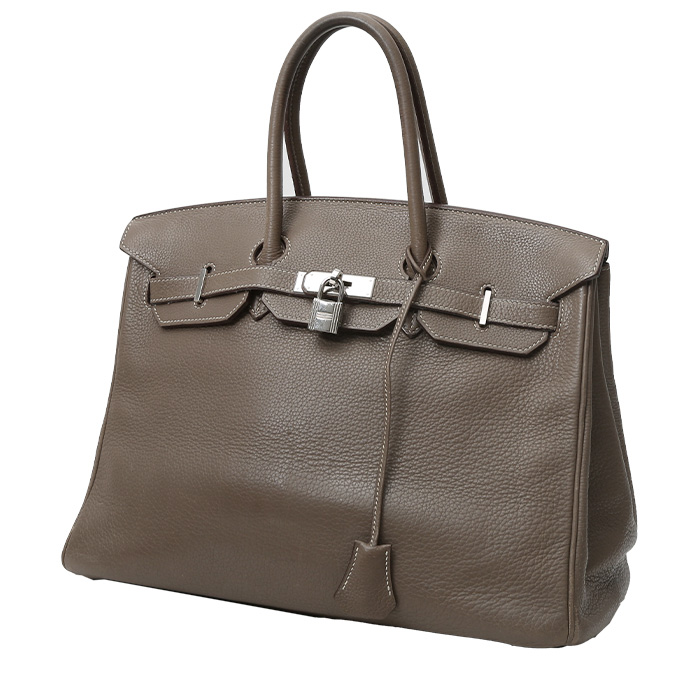 35cm Hermes Etoupe Togo Birkin with Palladium Hardware