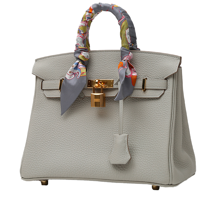 Hermès  Birkin 25 cm handbag  in Gris Perle togo leather - Detail D1