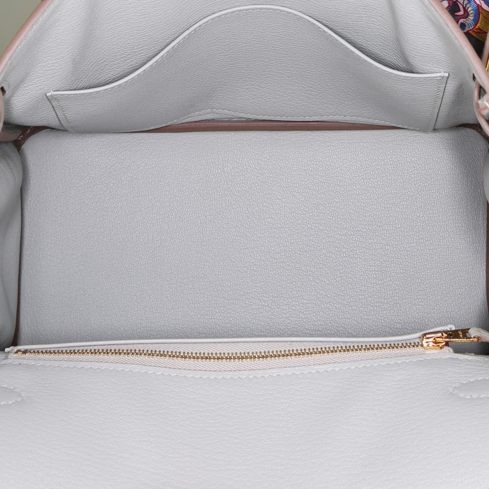 Bolso de mano Hermès  Birkin 25 cm en cuero togo Gris Perle - Detail D2