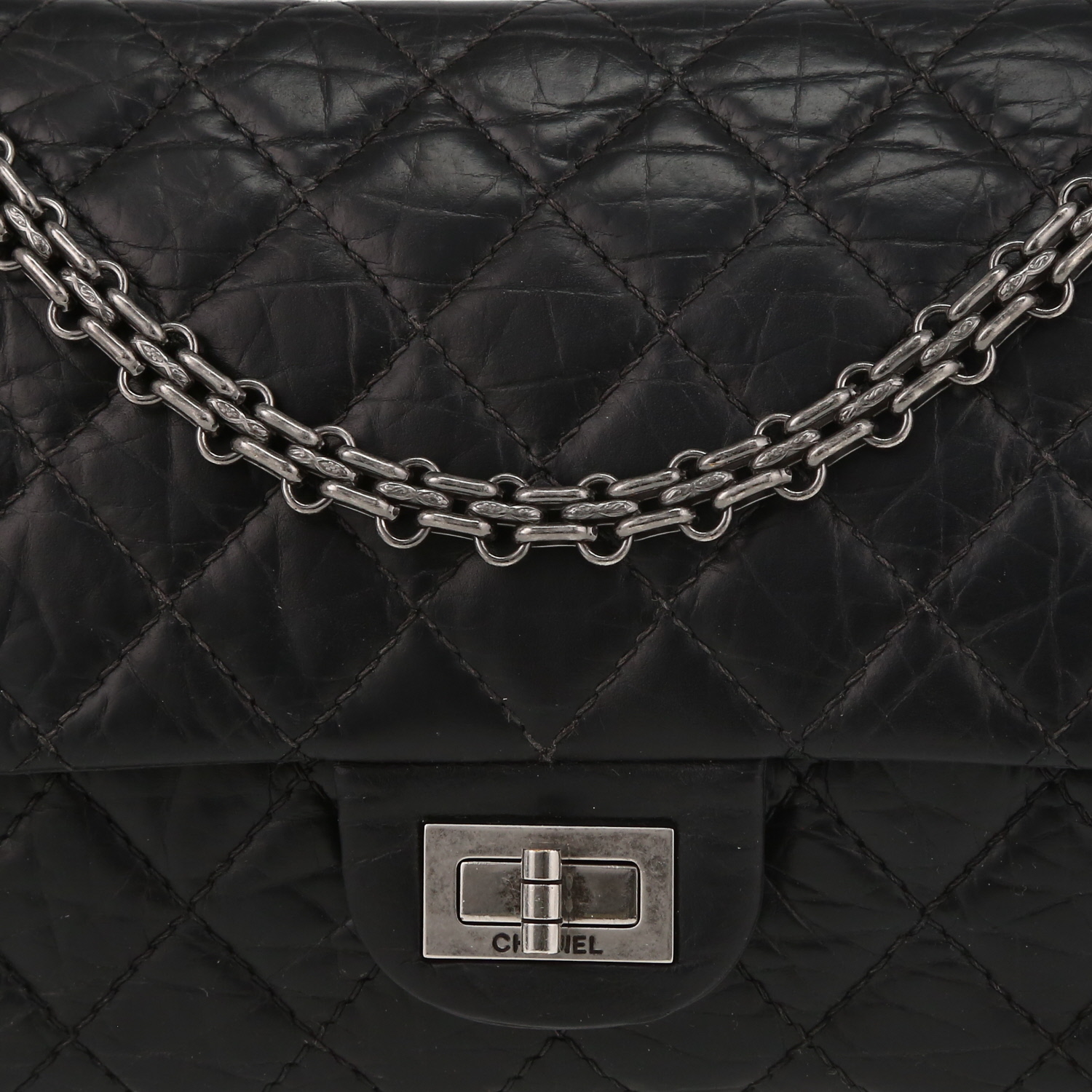 Borsa Chanel  Chanel 2.55 in pelle trapuntata nera - Detail D1