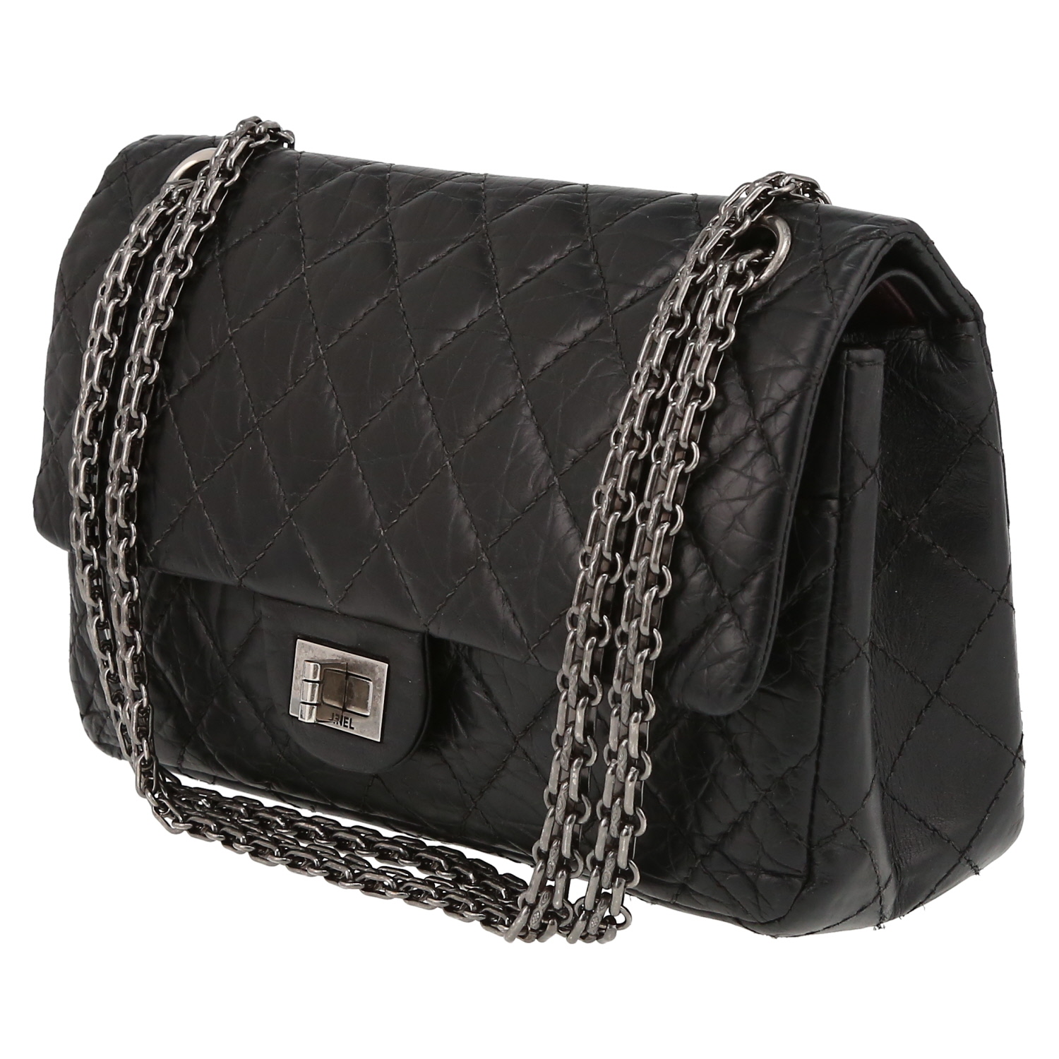 Bolso de mano Chanel  Chanel 2.55 en cuero acolchado negro - Detail D3
