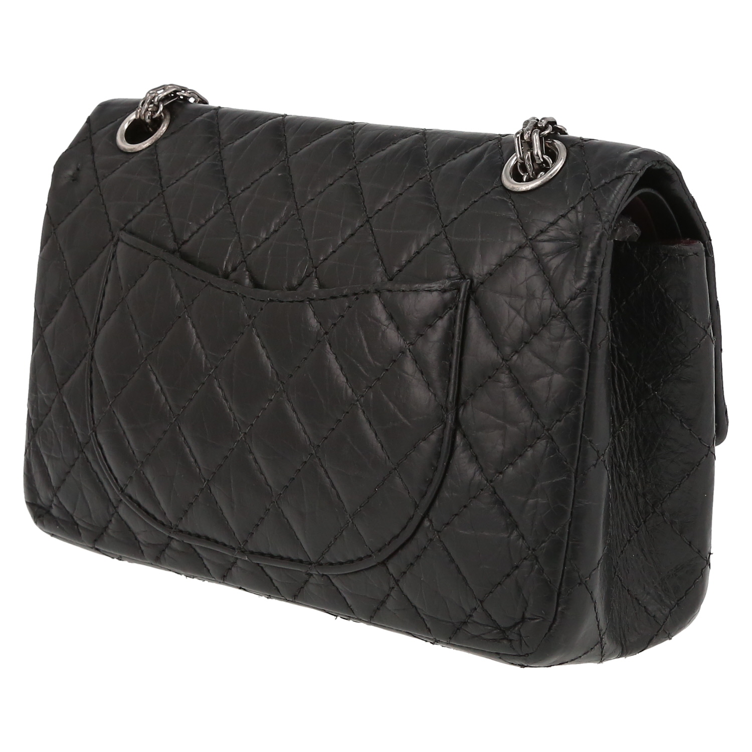 Sac à main Chanel  Chanel 2.55 en cuir matelassé noir - Detail D5