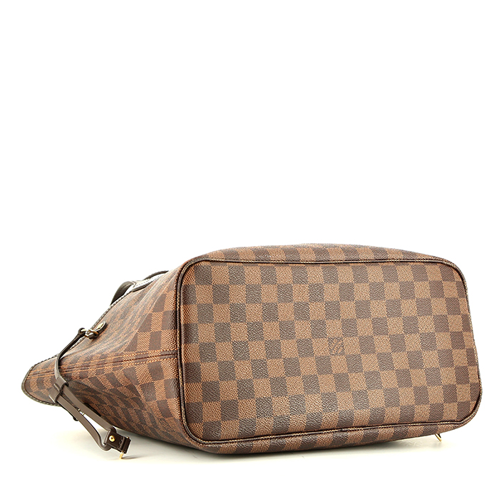 Bolso Cabás Louis Vuitton  Neverfull en lona a cuadros ébano y cuero marrón - Detail D5