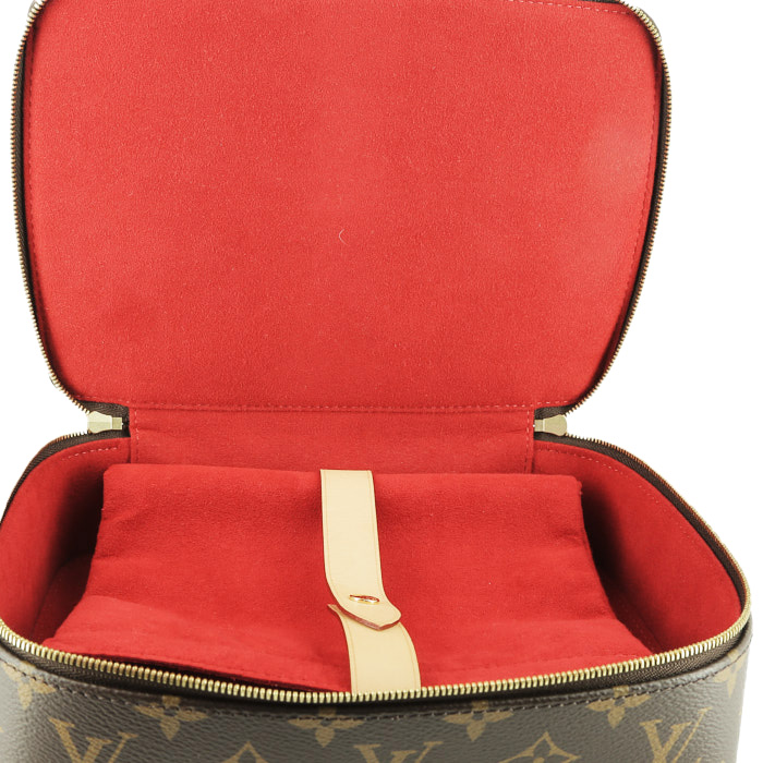 Caja de joyas Louis Vuitton   en lona Monogram marrón y cuero natural - Detail D2