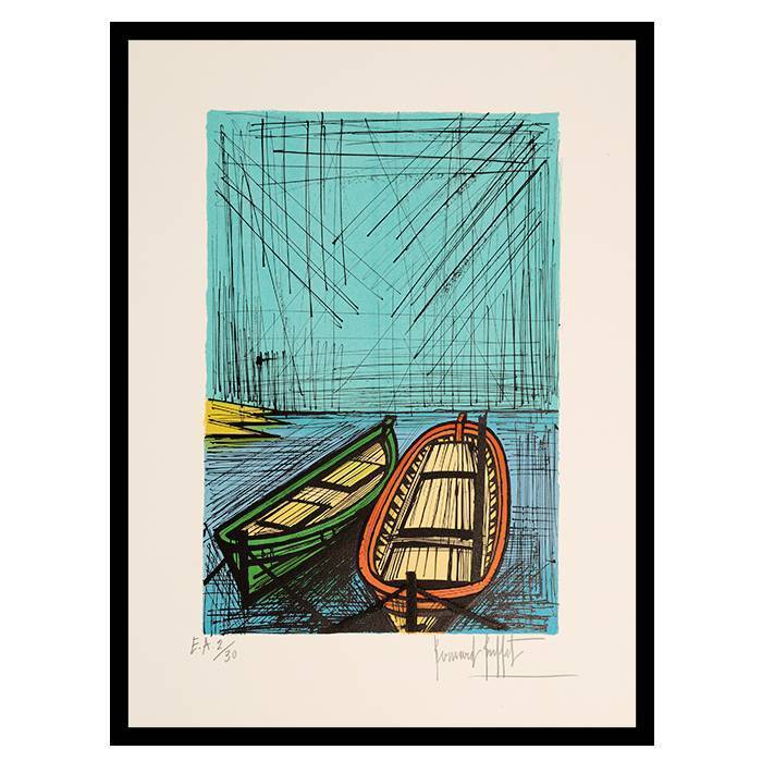 Bernard Buffet (1928-1999), Deux barques - 1979, Lithographie en couleurs sur papier - 00pp